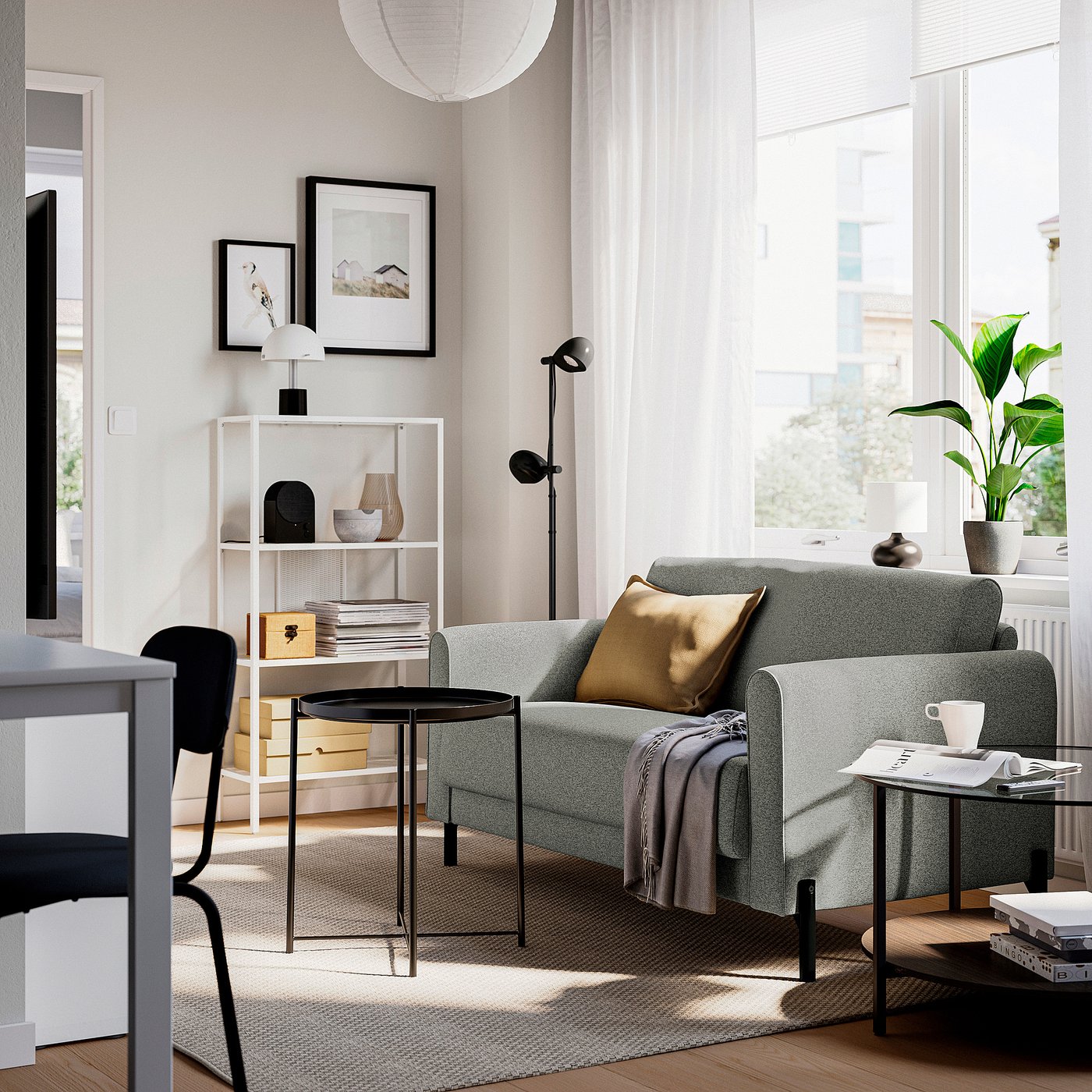 SALTMYRAN 2-seat sofa, Öreryd grey-beige, 147 cm