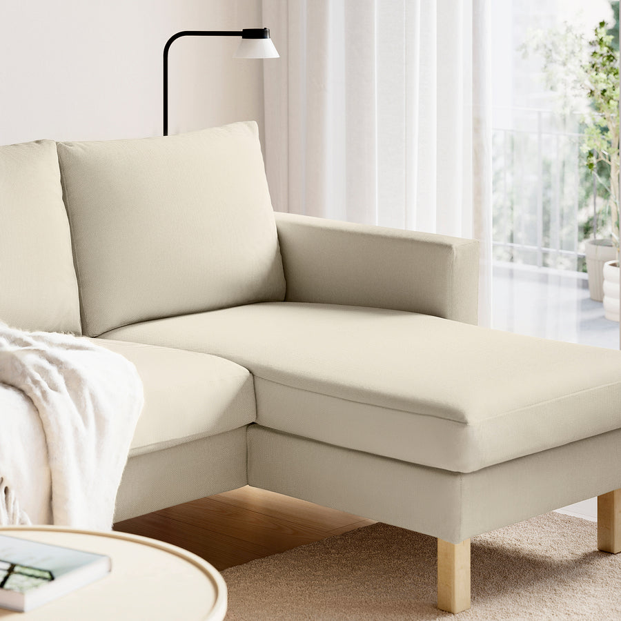 SALTSJÖBADEN 3-seat sofa with chaise longue, Fridtuna light beige, 233x90 cm