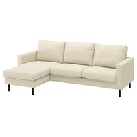 SALTSJÖBADEN 3-seat sofa with chaise longue, Fridtuna light beige, 233 cm