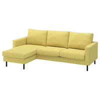 SALTSJÖBADEN 3-seat sofa with chaise longue, Fridtuna yellow, 233 cm