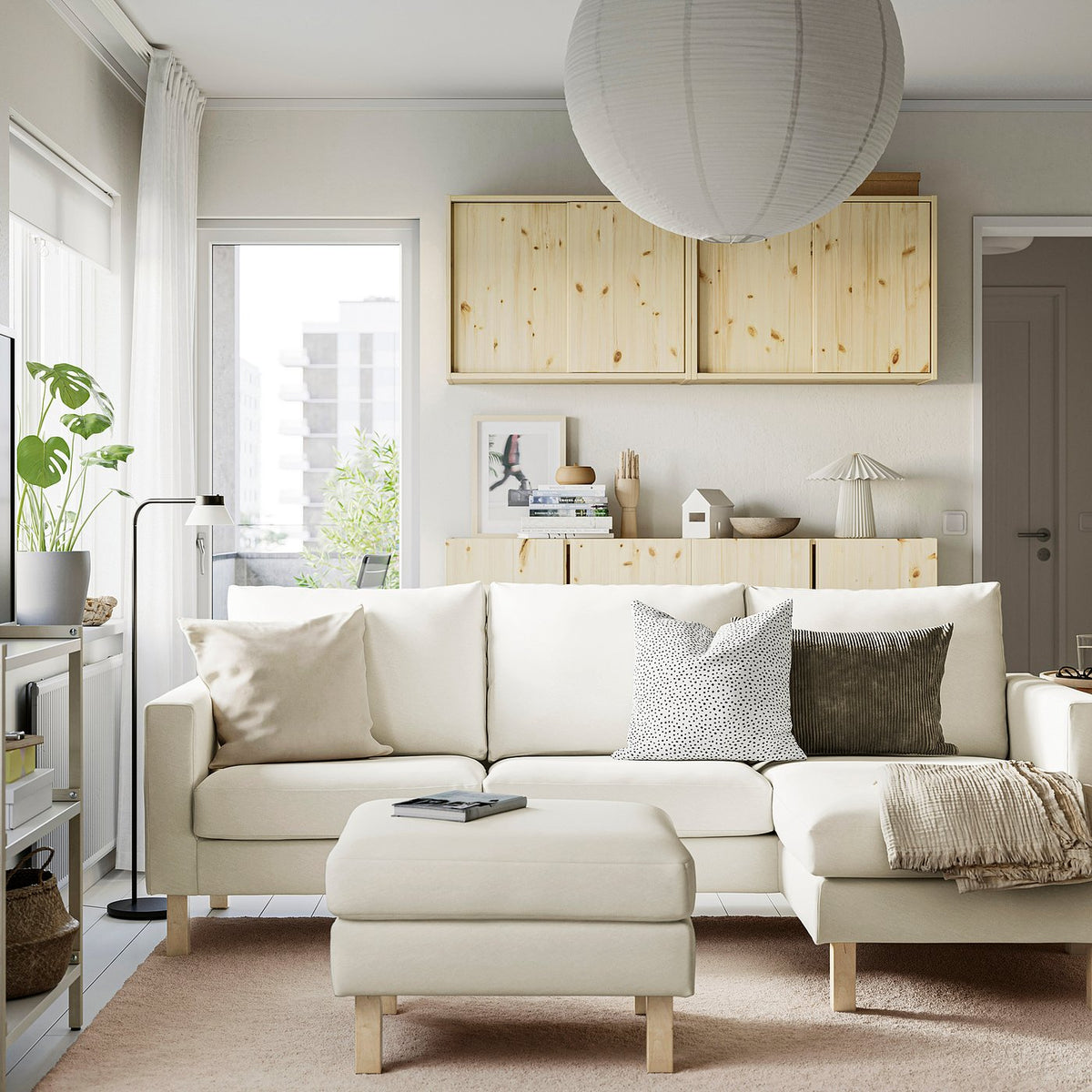 SALTSJÖBADEN 3-seat sofa with chaise longue, Tonerud red-brown, 223x90x148 cm