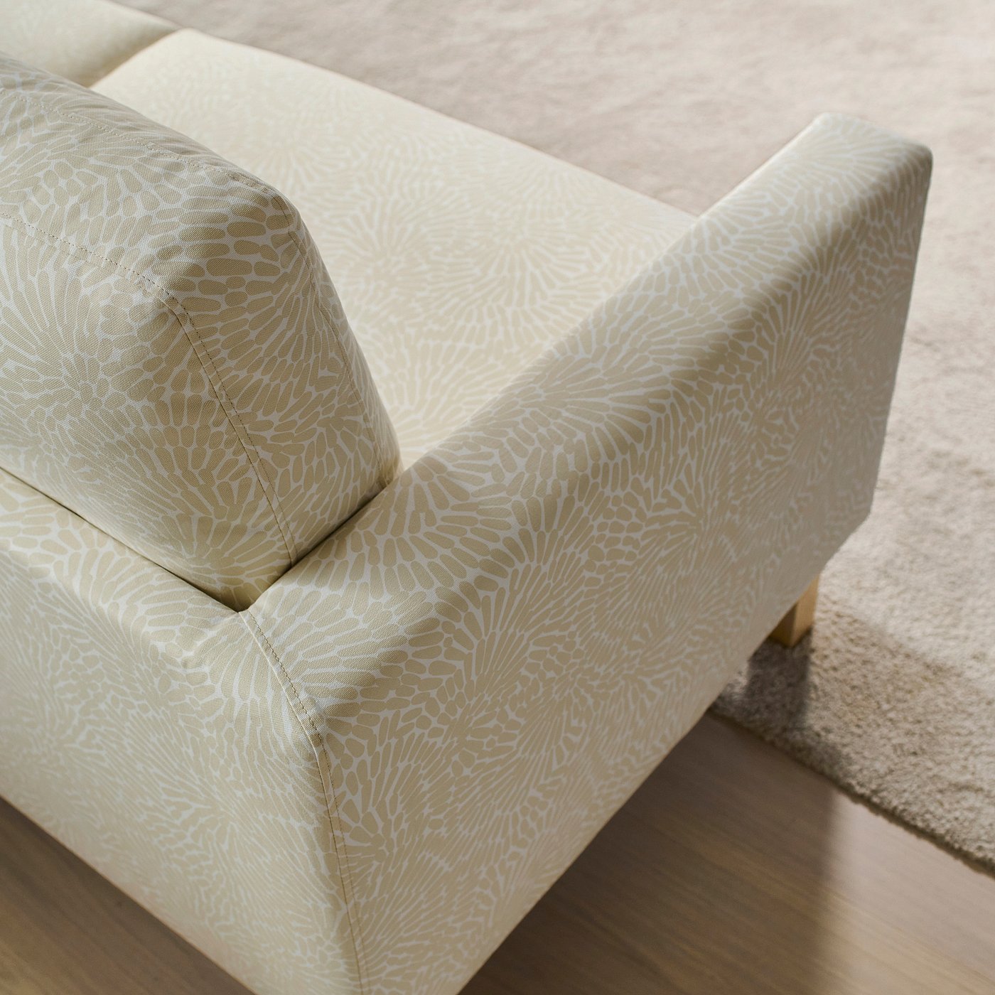 SALTSJÖBADEN 3-seat sofa with chaise longue, Vittangi light beige/white, 233x90 cm