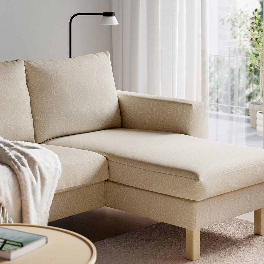 SALTSJÖBADEN 3-seat sofa with chaise longue, Vittangi light beige/white, 233x90 cm
