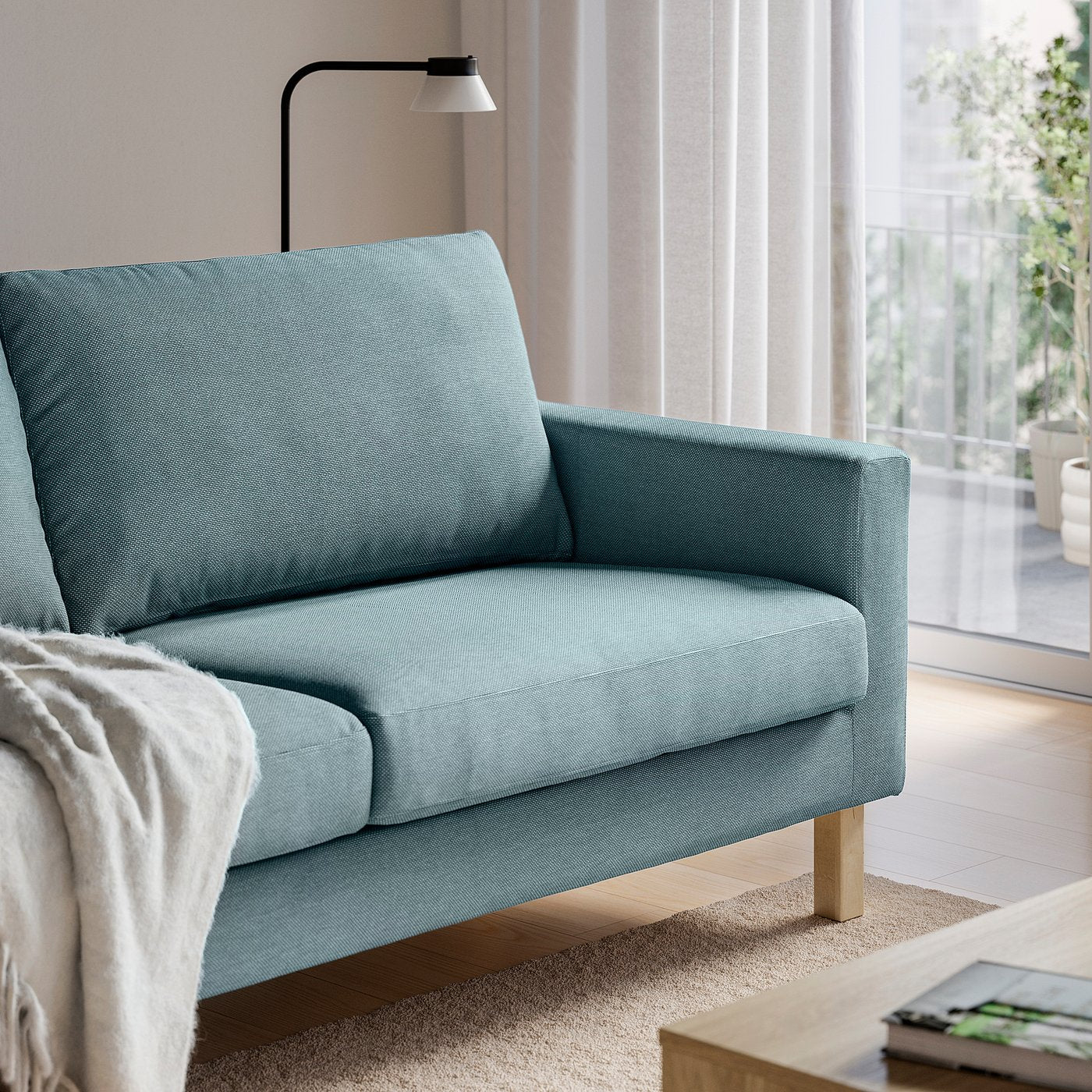 SALTSJÖBADEN 3-seat sofa, Fridtuna dark grey-blue, 205x90x88 cm