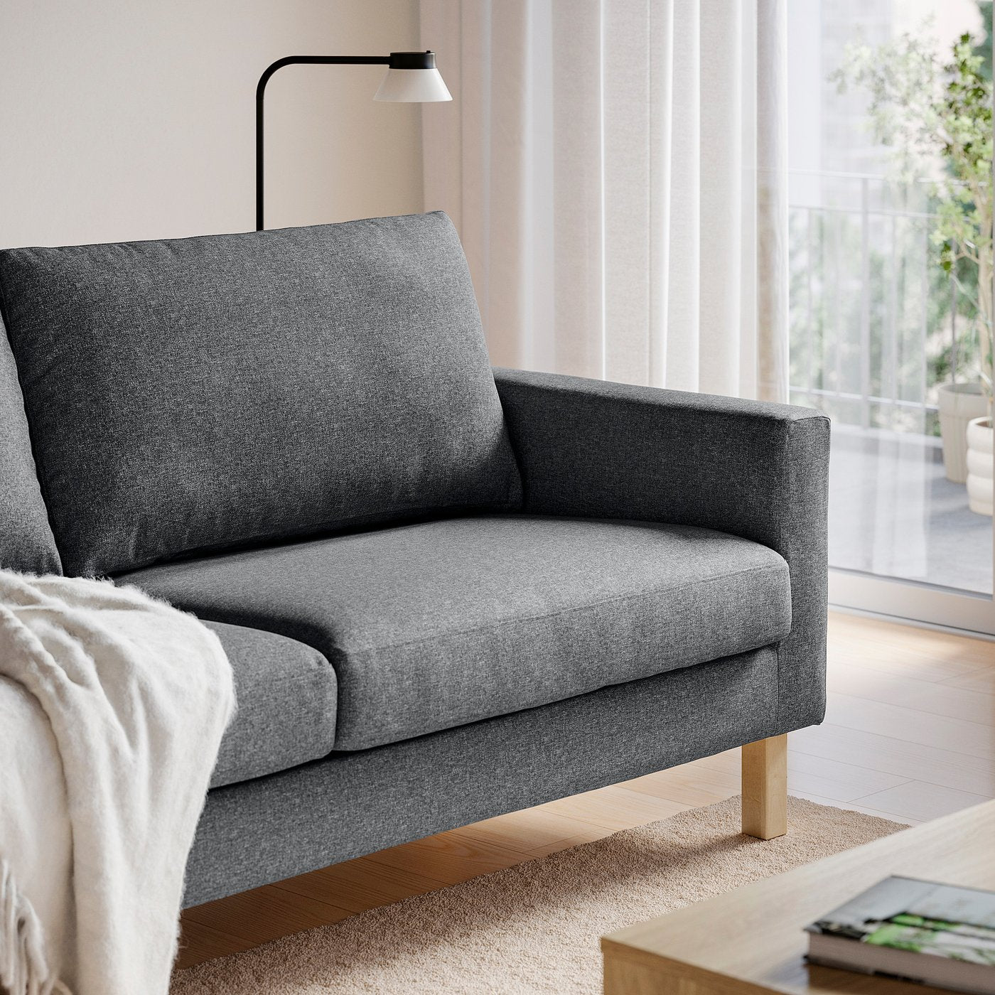 SALTSJÖBADEN 3-seat sofa, Gunnared medium grey, 205x90x88 cm