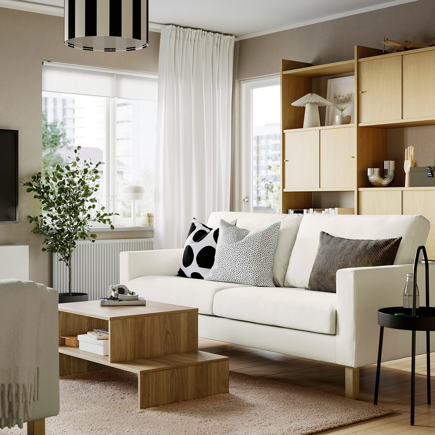 SALTSJÖBADEN 3-seat sofa, Gunnared light green, 205 cm