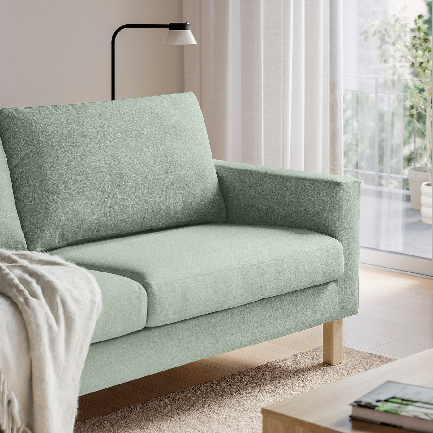 SALTSJÖBADEN 3-seat sofa, Gunnared light green, 205 cm