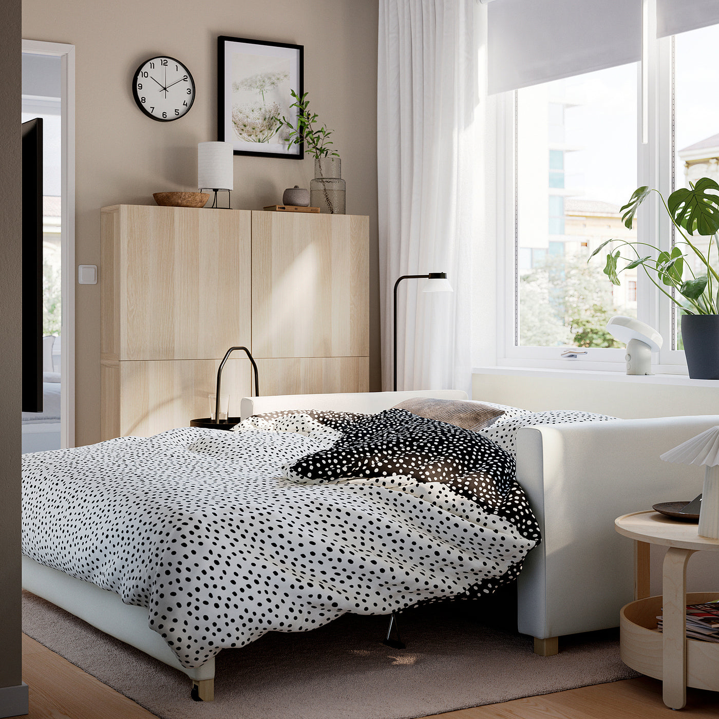 SALTSJÖBADEN 2-seat sofa-bed, Blekinge white, 185 cm