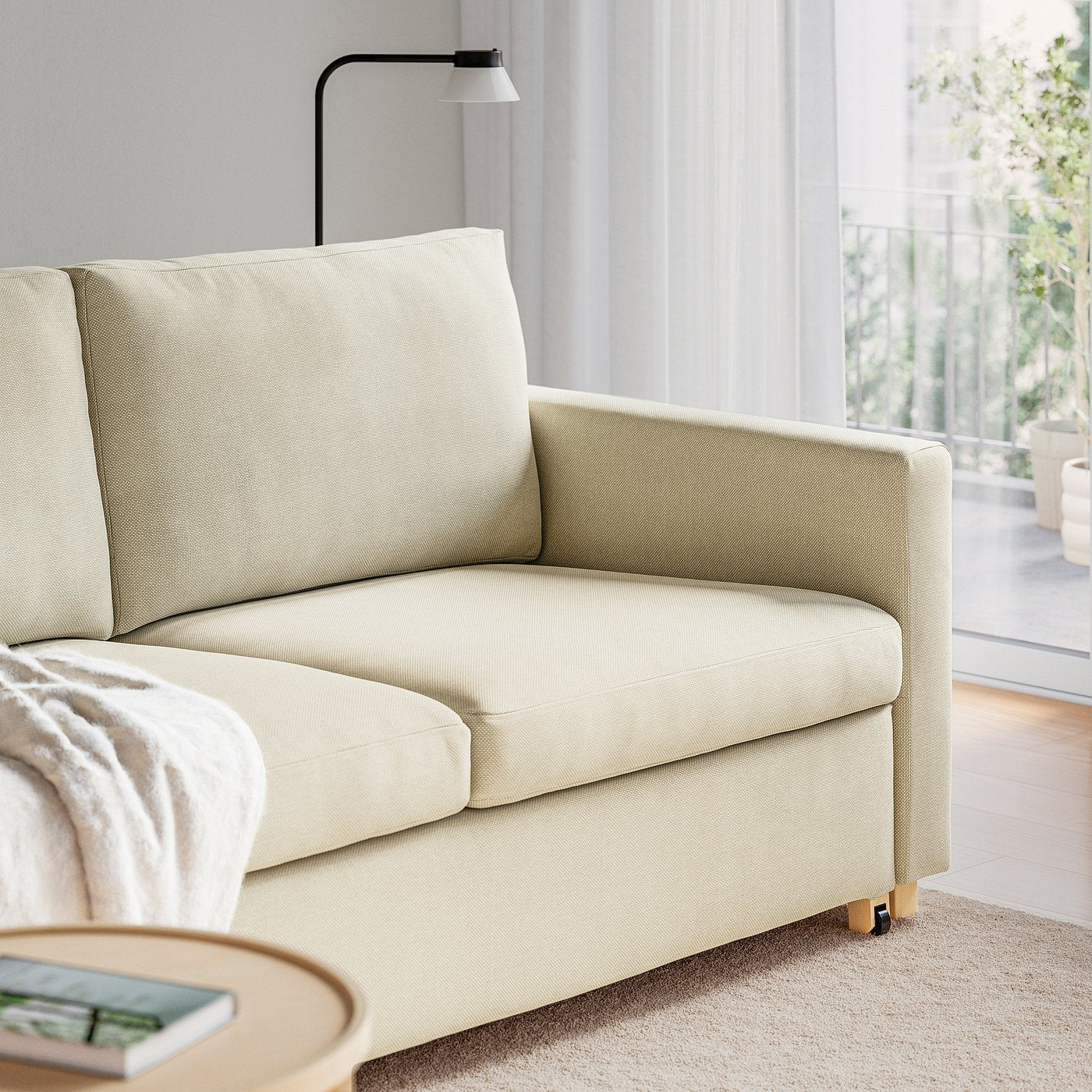 SALTSJÖBADEN 2-seat sofa-bed, Fridtuna light beige, 185 cm
