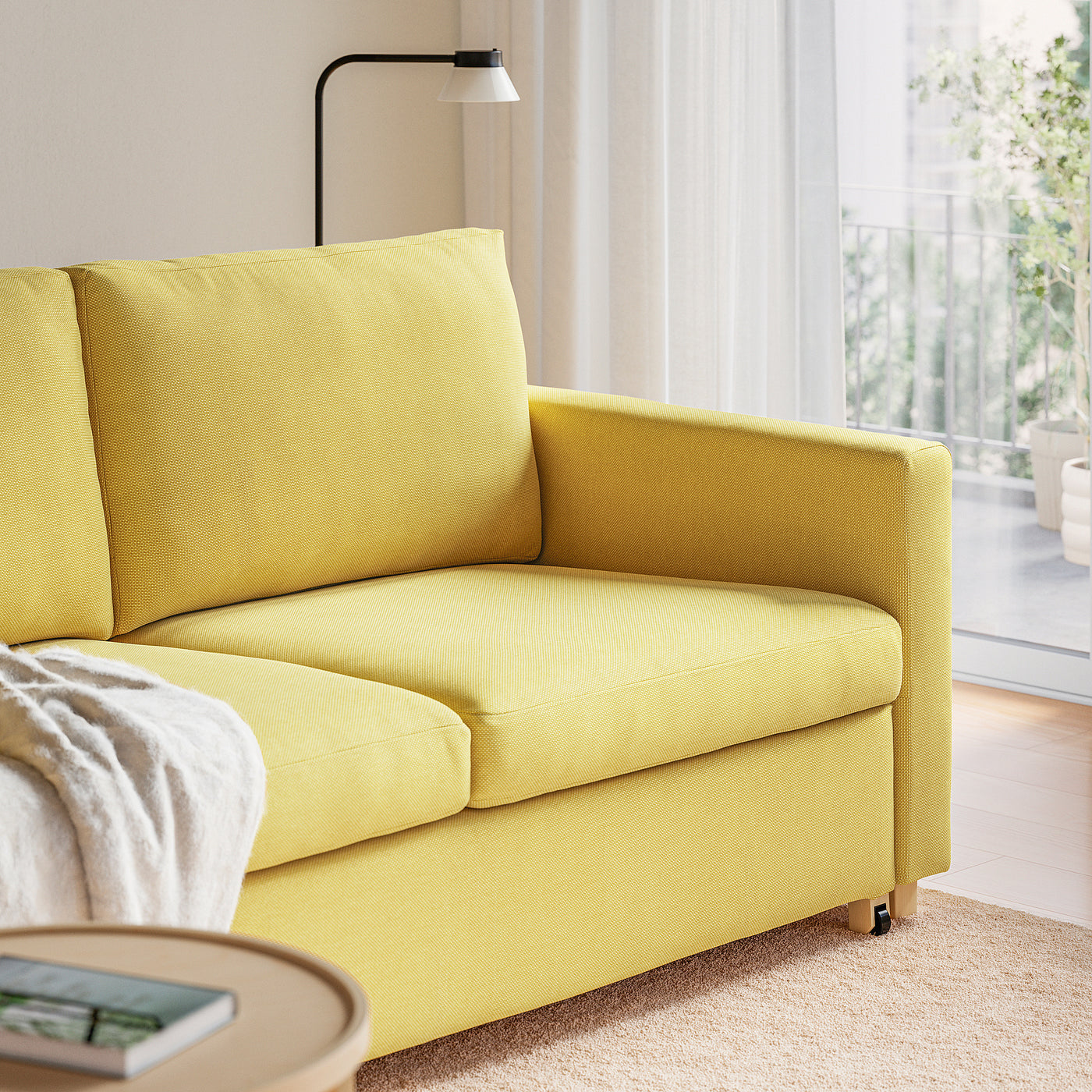 SALTSJÖBADEN 2-seat sofa-bed, Fridtuna yellow, 185 cm