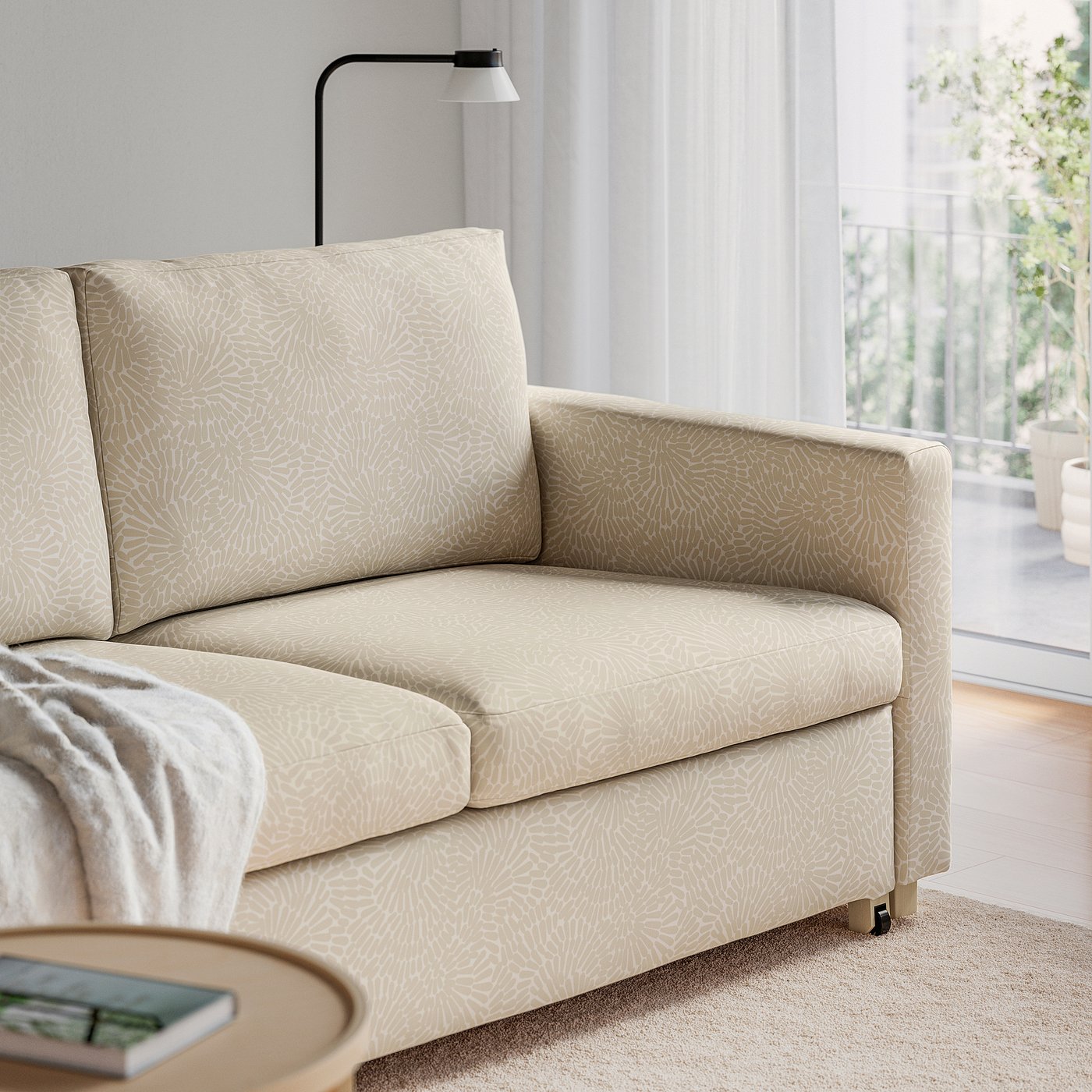 SALTSJÖBADEN 2-seat sofa-bed, Vittangi light beige/white, 185 cm