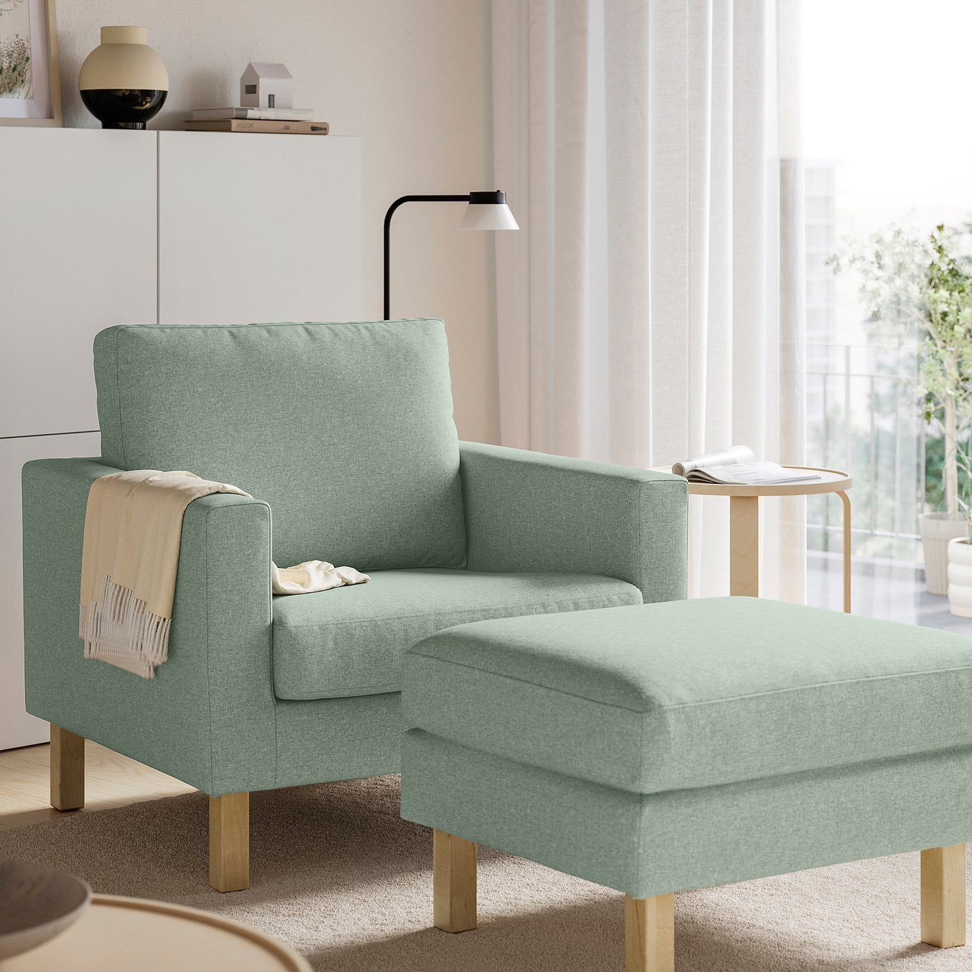 SALTSJÖBADEN footstool, Gunnared light green, 71x17x63 cm