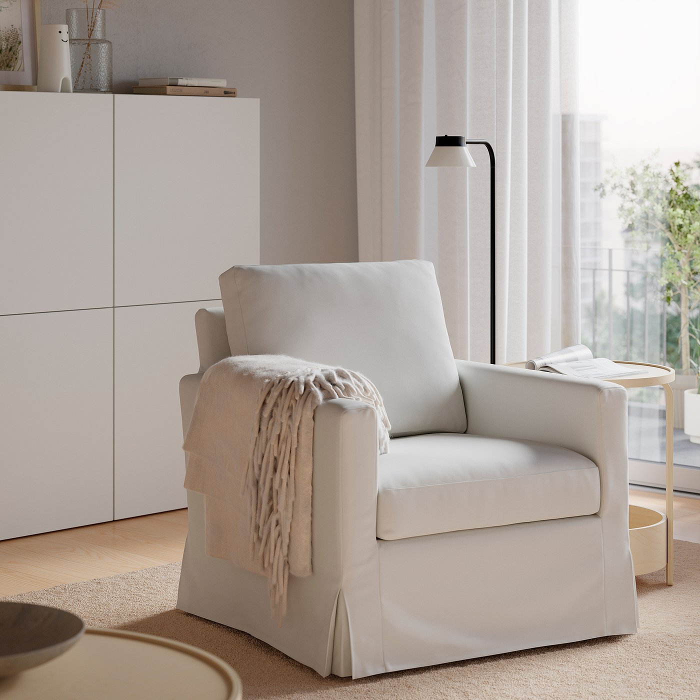 SALTSJÖBADEN rocking and swivel armchair, Blekinge white