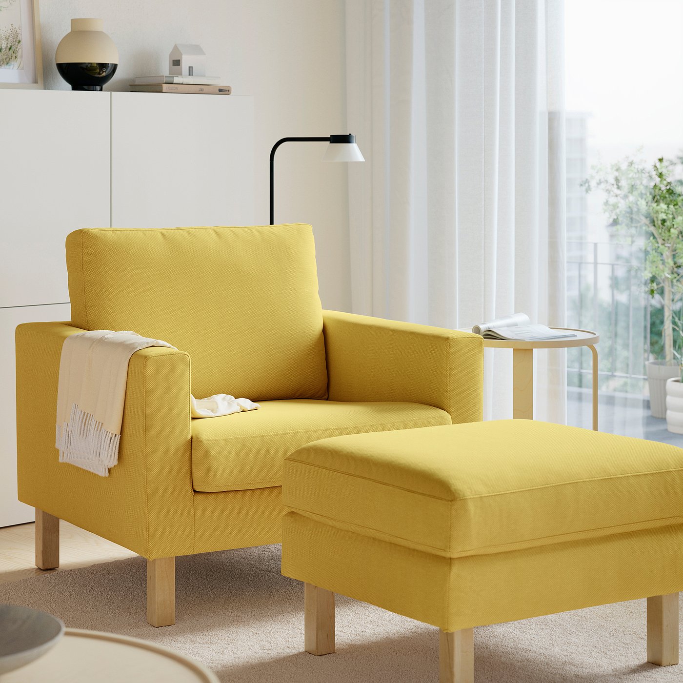 SALTSJÖBADEN armchair, Fridtuna yellow, 93x90x88 cm