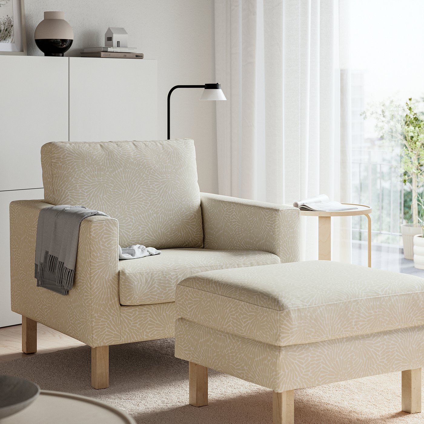 SALTSJÖBADEN armchair, Vittangi light beige/white, 93x90x88 cm