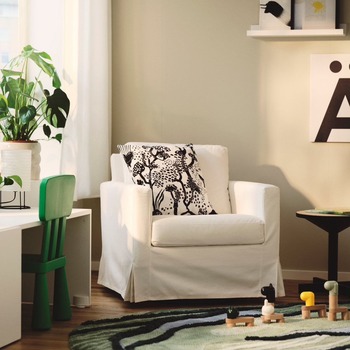 SALTSJÖBADEN rocking and swivel armchair, Fridtuna dark grey-blue