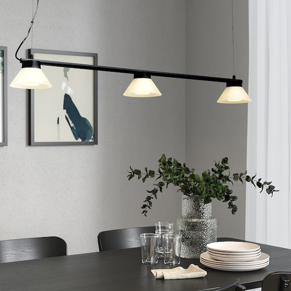 SAMBORD pendant lamp with 3 lamps, black/white, 110 cm