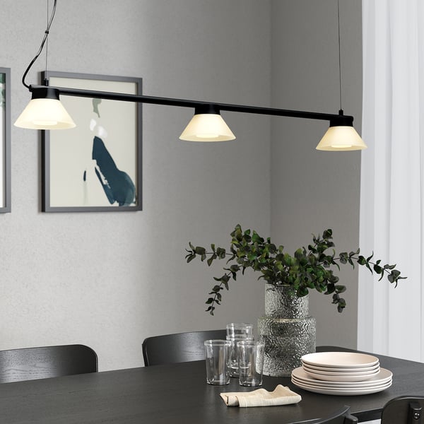 SAMBORD pendant lamp with 3 lamps, black/white, 110 cm