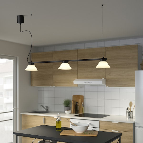 SAMBORD pendant lamp with 3 lamps, black/white, 110 cm