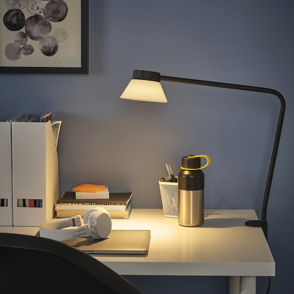 SAMBORD desk lamp, black/white, 46 cm
