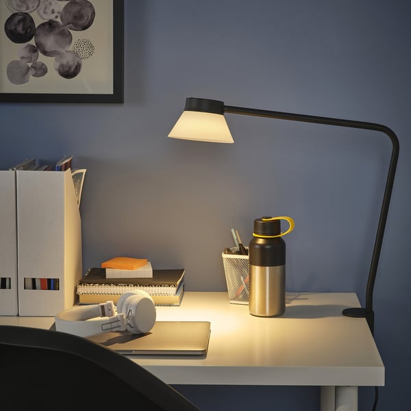 SAMBORD desk lamp, black/white, 13 cm