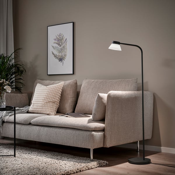 SAMBORD - Floor lamp/reading lamp, black/white