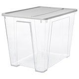 SAMLA box with lid, transparent/light grey, 57x39x42 cm/65 l