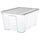 SAMLA box with lid, transparent/light grey, 57x39x28 cm/45 l