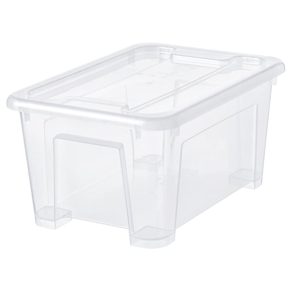 SAMLA box with lid, transparent, 28x20x14 cm/5 l