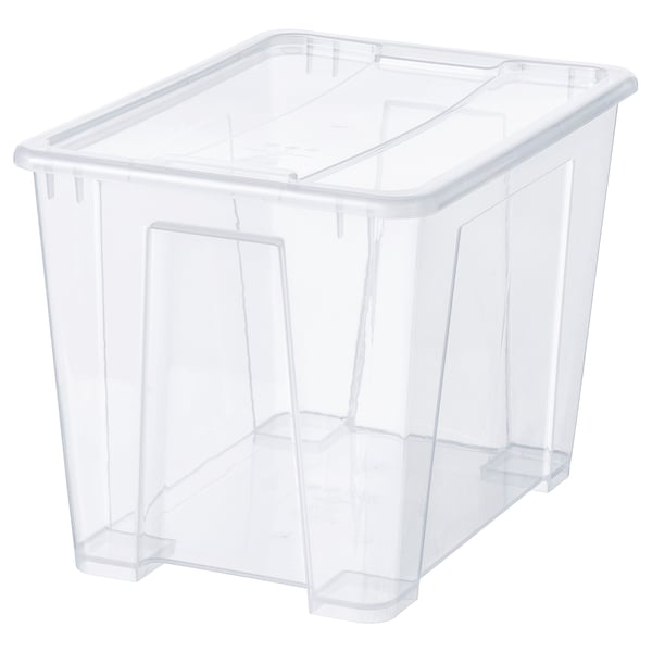 SAMLA box with lid, transparent, 39x28x28 cm/22 l