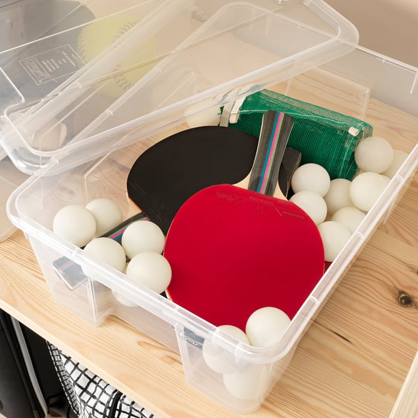 SAMLA box with lid, transparent, 39x28x14 cm/11 l