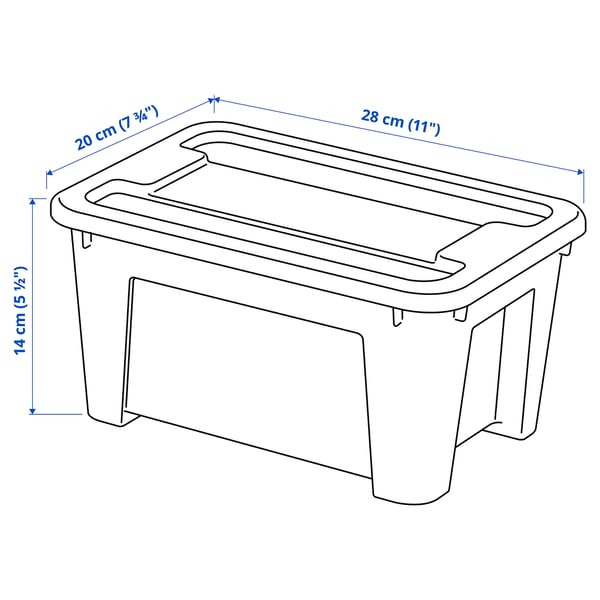 SAMLA - SAMLA Box with lid, transparent, 28x20x14 cm/5 l