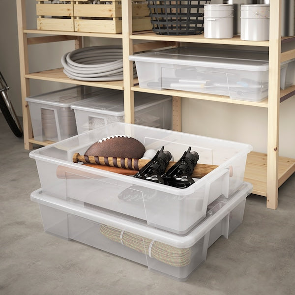 SAMLA box with lid, transparent, 79x57x18 cm/55 l