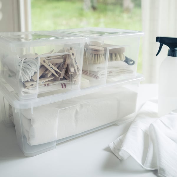 SAMLA - SAMLA Box with lid, transparent, 28x20x14 cm/5 l