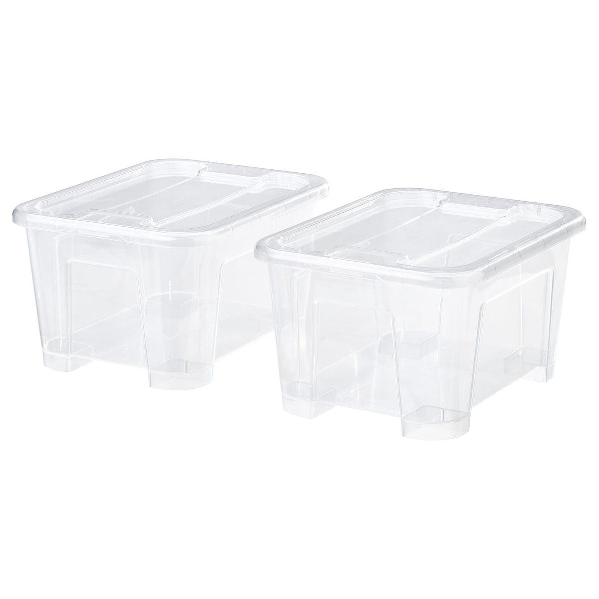SAMLA box with lid, transparent, 14x18x10 cm/1 l, 2 pack