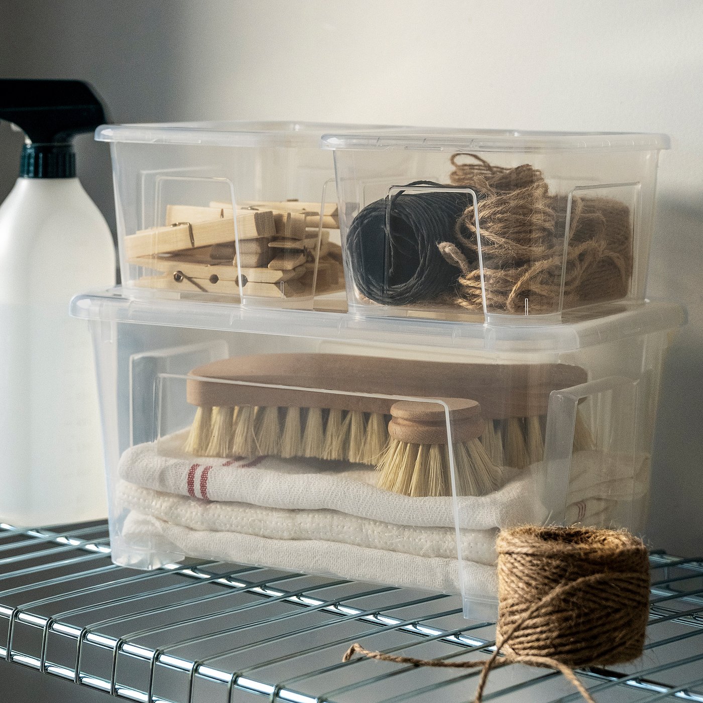 SAMLA box with lid, transparent, 14x18x10 cm/1 l, 2 pack