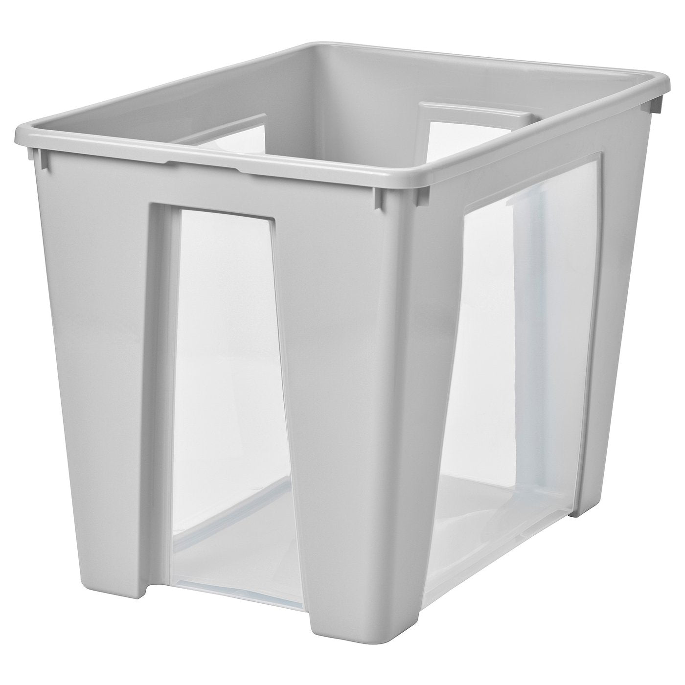 SAMLA box, transparent/light grey, 56x39x42 cm/65 l