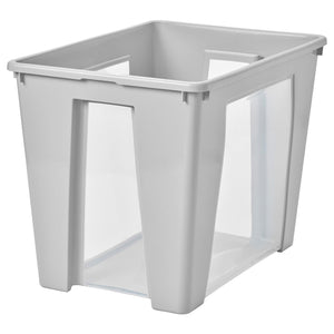 SAMLA box, transparent/light grey, 56x39x42 cm/65 l
