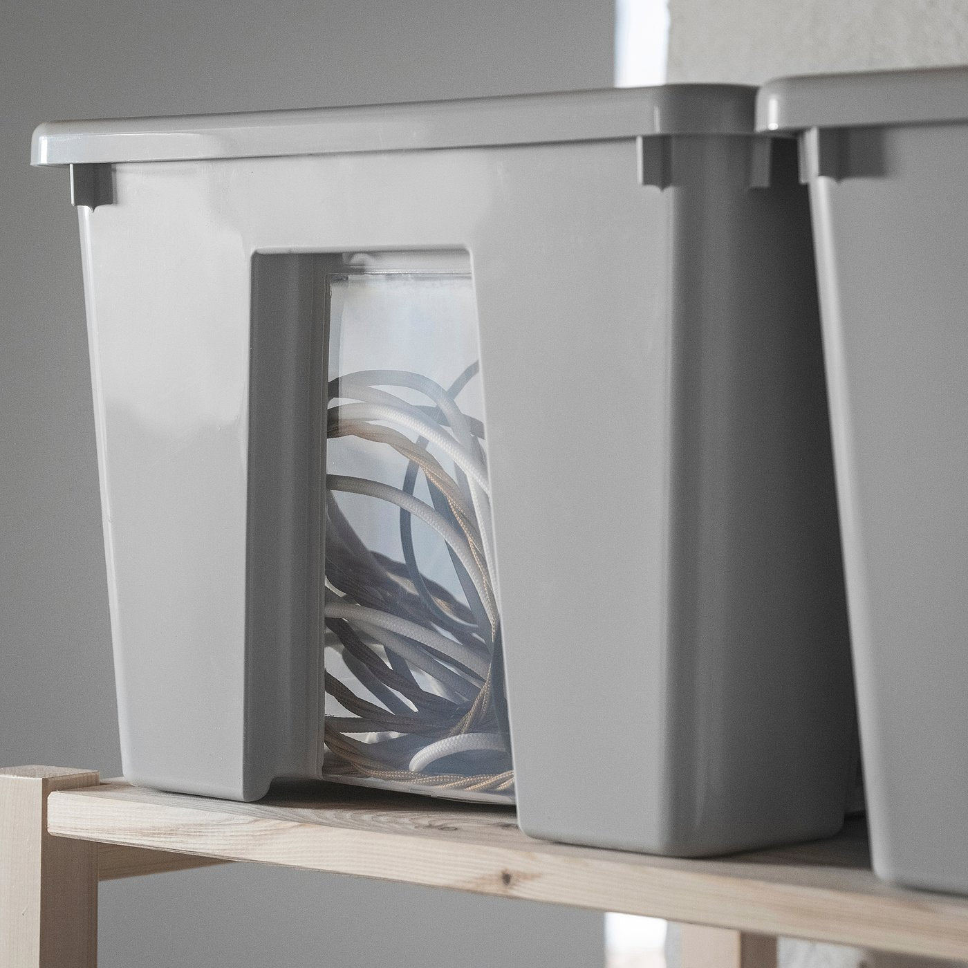 SAMLA box, transparent/light grey, 56x39x28 cm/45 l