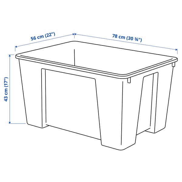 SAMLA box, transparent, 78x56x43 cm/130 l
