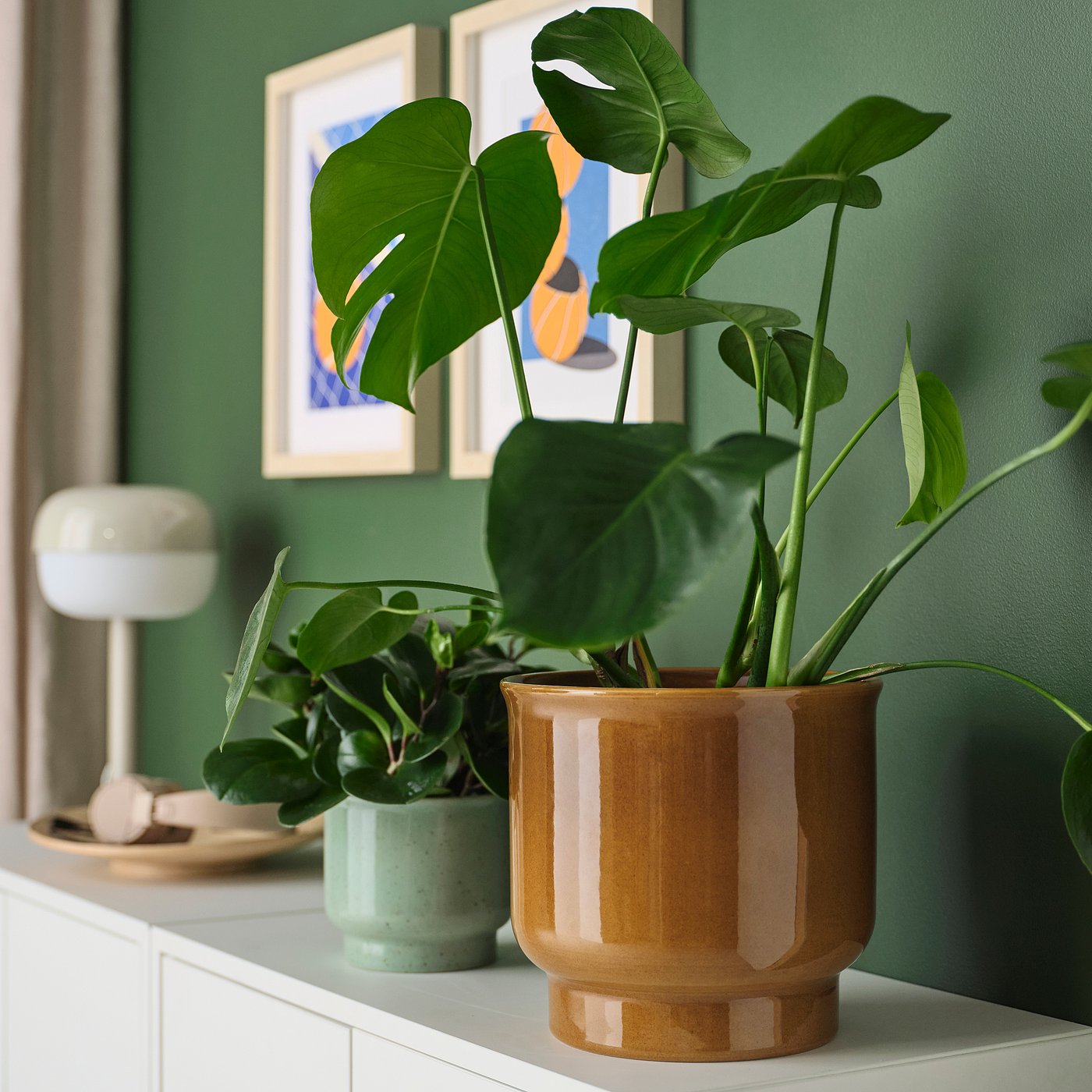 SAMMETSSYREN plant pot, in/outdoor/yellow-brown, 19 cm