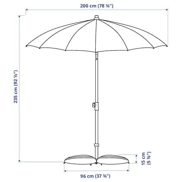 Ikea SAMSÖ / IGGÖN - Parasol with base, tilting beige/dark gray,200 cm