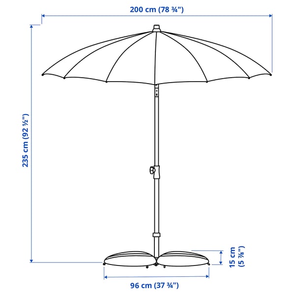 SAMSÖ / IGGÖN - SAMSÖ / IGGÖN Parasol with base, tilting beige/dark grey, 200 cm