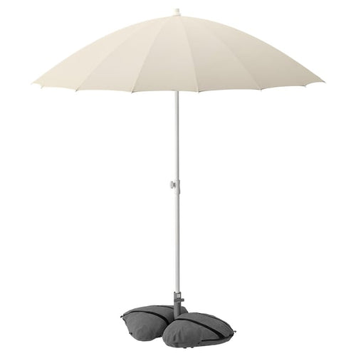 SAMSÖ / IGGÖN - Parasol with base, tilting beige/dark gray,200 cm