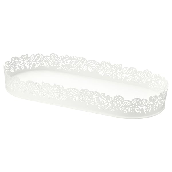 SAMVERKA - SAMVERKA Candle dish, oval white, 35x15 cm