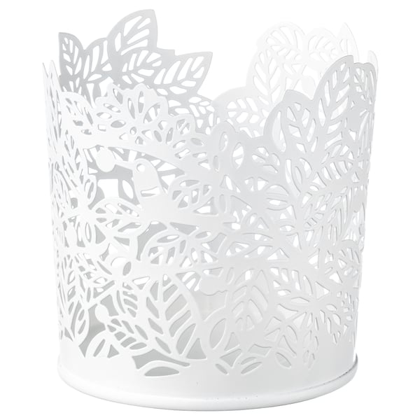 SAMVERKA - SAMVERKA Tealight holder, white, 8 cm
