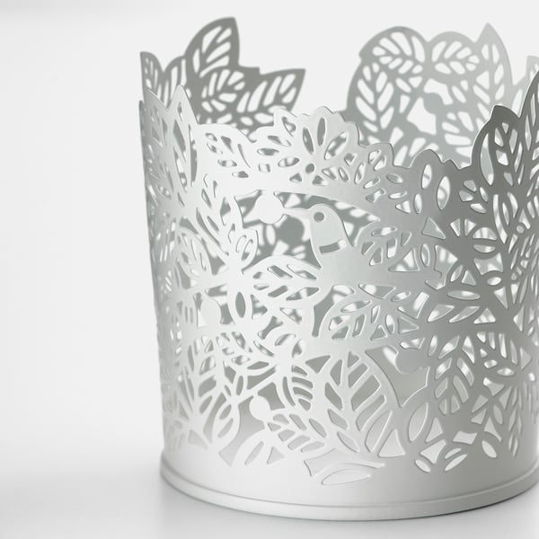 SAMVERKA - SAMVERKA Tealight holder, white, 8 cm