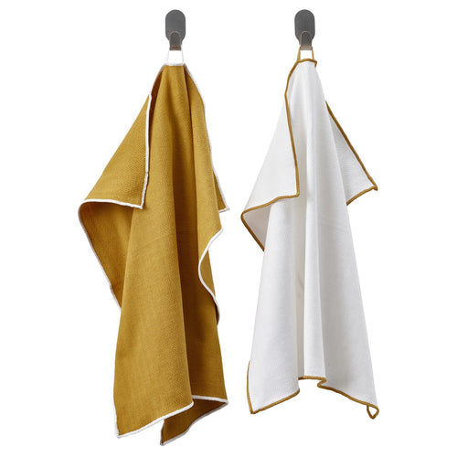 SANDABBORRE tea towel, white/dark yellow, 50x50 cm, 2 pack