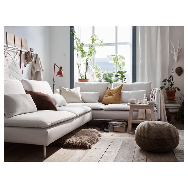 SANDARED pouffe, beige, 45 cm