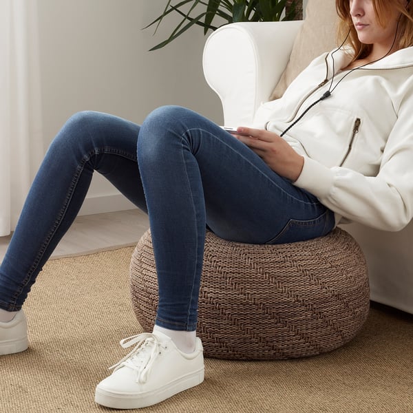 SANDARED pouffe, beige, 45 cm